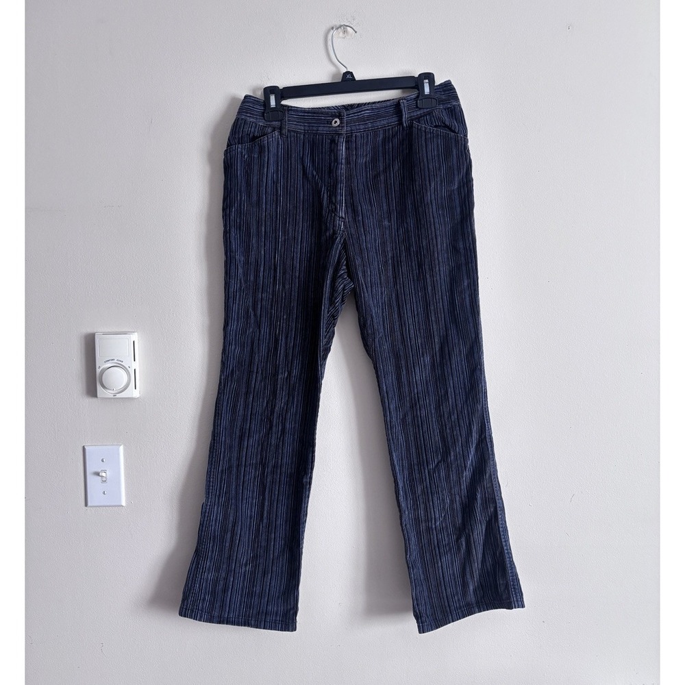 Garnet Hill Textured Corduroy Striped Pants Brown Blue Size 10 Medium Boho Flare